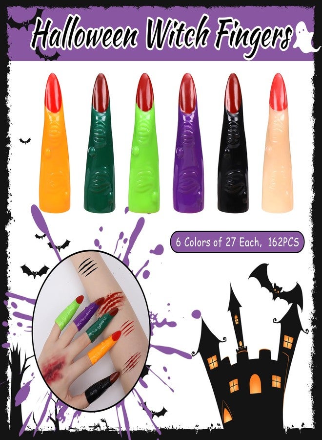 Zenoble 162PCS Halloween Witch Fingers 6 Colors Fake Witch Fingers Claws Nails Colorful Plastic Finger Pointers for Kids Reading Halloween Cosplay Costume Party Decorations - Image 2